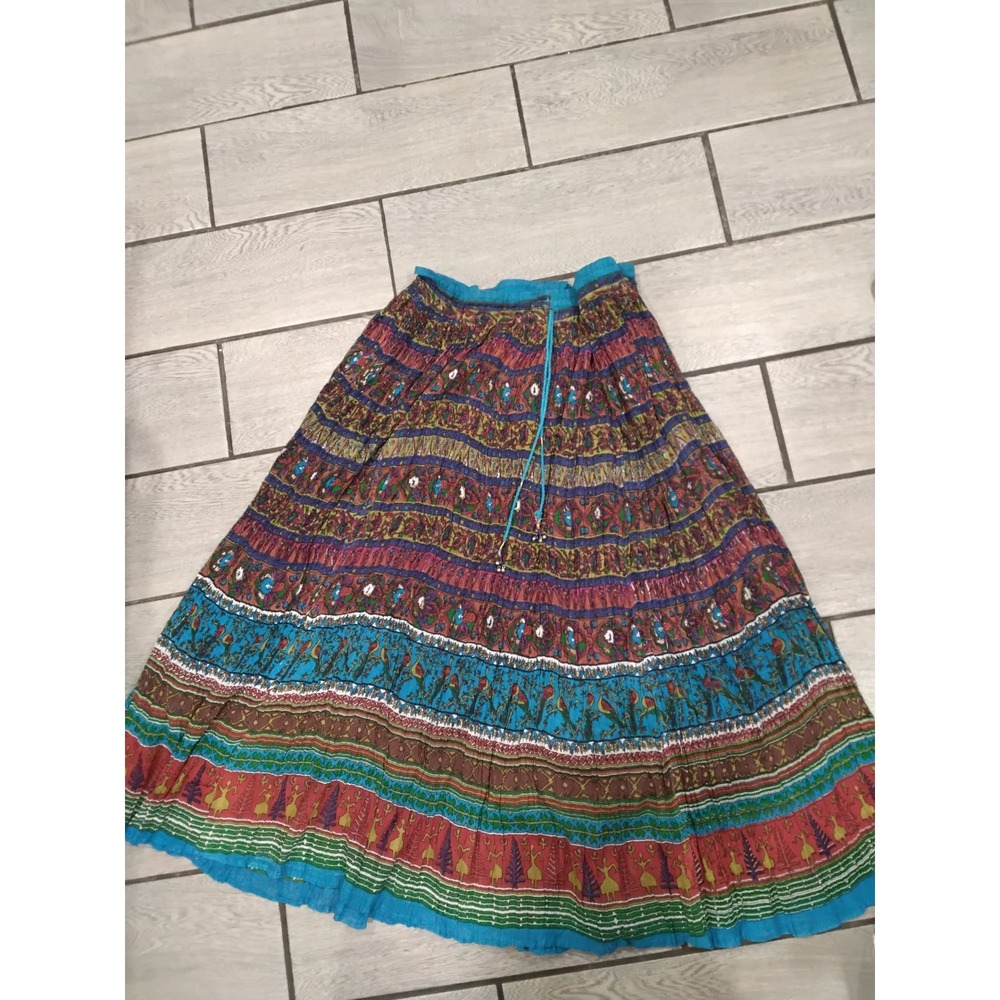 Patchouli‎ From Nature Cotton Maxi Skirt Boho Festival Print Drawstring Women